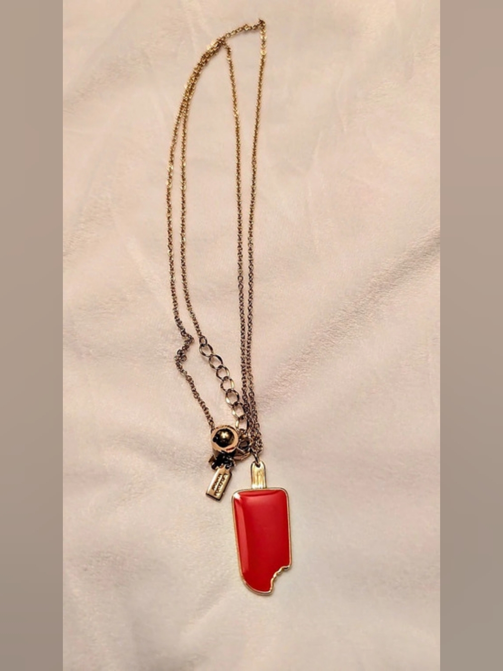 Kate Spade New York Flo Popsicle Necklace Coral Gold Tone 32" VGC